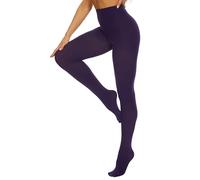 DUCMODA Womens 80 Denier Opaque Tights, Soft Solid Color Footed Tights for Women, Stretchy Pantyhose with 30+ Colors-Purple-2X-3X