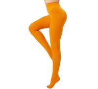 DUCMODA Womens 80 Denier Opaque Tights, Women's Soft Solid Color Footed Pantyhose, High Waist Stocking with 30+ Colors-X-S-Pumpkin Orange
