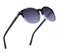 DUCO Classic Round Polarized UV400 Protection Vintage Shades Sunglasses for Women 1230 (Dark Blue)