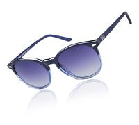 DUCO Classic Round Polarized UV400 Protection Vintage Shades Sunglasses for Women 1230 (Dark Blue)