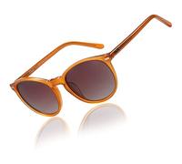 DUCO Classic Round Polarized UV400 Protection Vintage Shades Sunglasses for Women 1230 (Transparent Brown Frame Brown Lens)