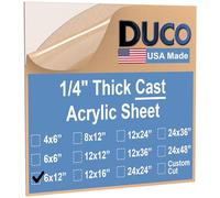 Duco Clear Cast Acrylic Sheets 1/4" Thick 6" X 12" - Pack of 1 Clear Acrylic Sheet - Thin Plexiglass Sheet 1/4 Inch Thick for DIY Crafts, Plexiglass Window Replacement, & 6mm Acrylic Panel Displays