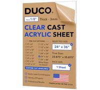 Duco Clear Cast Acrylic Sheets 1/8 Thick - Cut to Size Plexiglass 24 x 36 Sheets - Clear Plastic Sheets for Crafts Plexiglass Window Replacement, Table Top, and Acrylic Panel Display Projects (1 PCS)