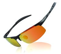 DUCO Men's Driving Sunglasses Polarized Glasses Sports Eyewear Fishing Golf Goggles 8177S (Black Frame Revo Red lenses)