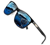 DUCO Mens Sunglasses Polarized UV Protection Retro Rectangular Frame Sun Glasses for Driving Fishing 100% UV Blocking Shades 3029H (Black Frame Revo Blue Lens)