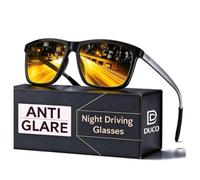 DUCO Metal Polarized Night Driving Glasses for Men Women Yellow Safety Driving Glasses with UV Protection and Anti Glare 3029