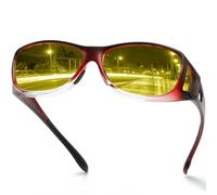 DUCO Night Vision Glasses for Driving at Dusk Rainy Day Anti Glare Fit Over Wrap Around Eyewear Glasses UV400 Polarized 8953Y (Common Size Wine Red)