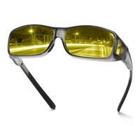DUCO Night Vision Glasses for Driving at Dusk Rainy Day Anti Glare Fit Over Wrap Around Eyewear Glasses UV400 Polarized 8953Y (L Size Transparent Grey Frame Night Vision Lens)