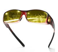 DUCO Night Vision Glasses for Driving at Dusk Rainy Day Anti Glare Fit Over Wrap Around Eyewear Glasses UV400 Polarized 8953Y (Plus Size Wine Red)
