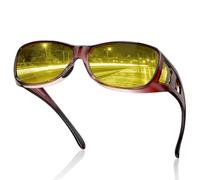 DUCO Night Vision Glasses for Driving at Dusk Rainy Day Anti Glare Fit Over Wrap Around Eyewear Glasses UV400 Polarized 8953Y (Common Size Wine Red)