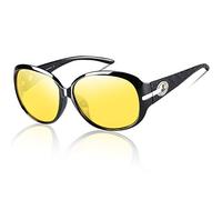 DUCO Oversized Night Driving Glasses Anti-glare Eyewear Classic Polarized Night Vision Glasses For Women 6214 (Black Frame Night Vision Lens)