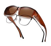 DUCO POLARISED OVERGLASSES Wraparound Fit Over Glasses for Myopia 8956 (Brown)
