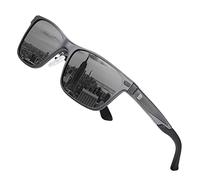 DUCO Polarised Sunglasses for Men Vintage Aluminium Frame Retro Sports Sunglasses 100% UV Protection 8207, Gunmetal frame, grey lens