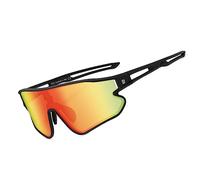 DUCO Polarized Sunglasses Baseball Sun Glasses for Men Women Lightweight TR90 Frame UV400 Sports Cycling Shades (Black Frame Black Temple Revo Orange Lens)