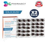 Ducray Anacaps Reactiv Hair & Nails 60-Day Supply 2×30 Caps - Biotin & Vitamins