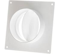 100mm / 4 Inch Duct Connector with Flange and Backdraft Damper - Round PVC Ducting - Ventilation Pipe - Wall Plate