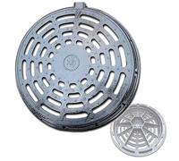 Ductile Iron Round Manhole Cover, Black Metal Outdoor Drain Cover with Base for Pedestrian Crossings Farm Driveway Garage, 20x20 in 28x28 in(50x50cm/20x20in)