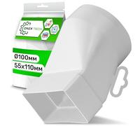 Ducting Adapter from Round Pipe Ø100 mm to Rectangular Pipe Ø55x110 mm for Air Intake Ducts - Warranty 5 Years - ONIX TECH