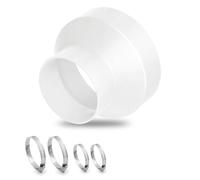 Ducting Reducer 150 mm to 100 mm/5.9 to 3.9 in, Extractor Fan Reducer Circular Reducing Joint with Stainless Hose Clips for Duct Pipe Reduction Connector