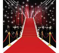 Dudaacvt 10x10ft Hollywood Red Carpet Backdrop Movie Premiere Background, Step and Repeat Banner, Awards Night Party Decor, Paparazzi Photography Backdrop, Celebrity Photo Booth D051 D051