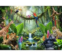 Dudaacvt 7x5ft Jungle Forest Animals Photography Backdrop Tropical Rainforest Safari Background Wild Party Decorations Kids Event Photo Banner Props
