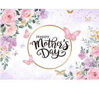 Dudaacvt 8x6FT Happy Mother's Day Backdrop Pink Flowers Golden Mother's Day Party Decorations I Love Mom Gifts Photography Background Photo Booth Props D754