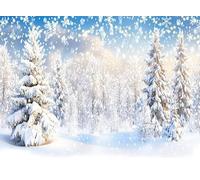 Dudaacvt 8x6ft Winter Backdrop Christmas Forest Snowy Pine Tree Wonderland Photography Background for Xmas Holiday New Year Party Decorations Banner D787