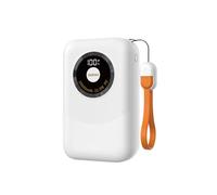 DUDAO K21 Pro Portable Power Bank - 20,000mAh, 22.5W PD+QC Fast Charging, Dual Port, Built-In USB-C Cable, Compact & Portable, Compatible with iPhone 15/16 Series, Samsung, and More (Powder White)