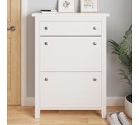 duddo wooden shoe storage cabinet with 2 flap doors in white