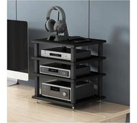 DUddTTW Audio Rack 2/3/4 Tier Stereo Rack Audio Equipment Rack Audio Stereo Shelf Wooden HiFi Rack Audio-Video Shelving HiFi Rack Shock Durable(Nero,4 Tier)