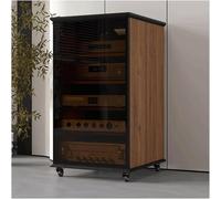 DUddTTW Audio Rack Wood Stereo Rack Rock Slab Audio Equipment Rack with Glass Door AV Media Stand Stereo Shelf with Adjustable Shelves Wheels(Walnut,99.2cm)