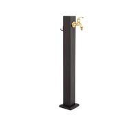 DUddTTW Black Water Column Square Vertical Antifreeze Water Tap Outdoor Hydrant Garden Floor Decorative Fountain Hose Stand with Gold Faucet(80x15cm)
