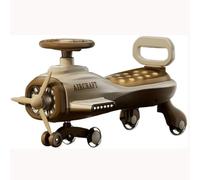 DUddTTW Electric Wiggle Car Silent Swing Car Wiggle Scooter Flash Wheel Balance Bike Ride On Push Car w/Music Lights Fashion Airplane Design(Brown)