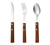 DUddTTW Flatware Set Cutlery Set 1/2/3 Pcs Silverware Set Wooden Handle Knife Fork Spoon Stainless Steel Tableware Set Luxury Retro Flatware Set Safer