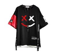 DUDHUH Men’s T-Shirts Techwear Japanese Streetwear Hip Hop Short Sleeve Shirts for Men, Black, 3XL
