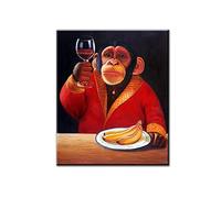 DUDLOO Gentleman Monkey with Wine Glass Canvas Painting Wall Art Banana Posters and Prints Gorilla in Clothes Pictures for Home 20x30cm frameless