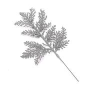 DUDNJC 10Pcs Artificial Christmas Glitter Fern Leaf, Silver Simulated Tree Branch Spray Christmas Tree Ornament, DIY Xmas Wreath Wedding Indoor Outdoor Tree Decorations Pendant