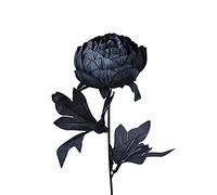 DUDNJC Black Artificial Silk peonies Flowers Fake Bouquets, 10 pcs Long Stems Faux Realistic bloom peonies With big leaves for Bridal Wedding Bouquets Table Centerpieces Party Home Office Decor