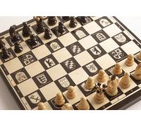 Dudrak Handmade Wooden Chess Game | Coat of Arms of the German Federal States | Folding Chess Board | Flocked Interior | Educational Gift | 34 x 34 cm
