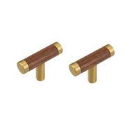 DUDSME Drawer Handles 2Pcs Chinese Style Furniture Wardrobe Door Handle Cabinet Wooden Solid Wood Door Brass Black Walnut Handle 130Mm Hole Distance 96 Black Walnut(Black Walnut,50mm single hole)