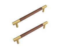 DUDSME Drawer Handles 2Pcs Chinese Style Furniture Wardrobe Door Handle Cabinet Wooden Solid Wood Door Brass Black Walnut Handle 130Mm Hole Distance 96 Black Walnut(Black Walnut,195mm hole distance 16