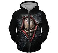 DUDSOG Men's Angel Skull 3D Printed Hoodies Fashion Hooded Sweatshirt Full Zip Hoodie Casual Jacket