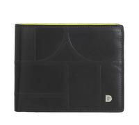 DUDU Men's RFID Wallet Embossed Leather Classic with Coin Pocket - Elegant, Compact, with Slots for Cards and Banknotes Black_Bright Yellow