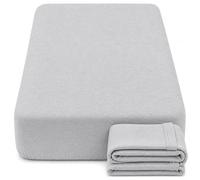 Dudu N Girlie 100% Jersey Cotton Crib Next To Me Fitted Sheets - Compatible Chicco Next2Me 51x85cm Pack of 2, Grey