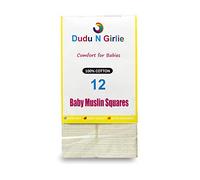 Dudu N Girlie 100 Percent Cotton Baby Muslin Squares, 72 cm x 72 cm, 12-Piece, Cream