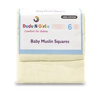 Dudu N Girlie 100 Percent Cotton Baby Muslin Squares, 72 cm x 72 cm, 6-Piece, Cream