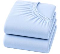 Dudu N Girlie 100 Percent Cotton Cot Fitted Sheets, 60 cm x 120 cm, 2-Piece, Blue