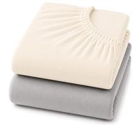 Dudu N Girlie 2 Pack Cot Bed Fitted Sheets 140x70cm Cream & Grey, 100% Cotton Jersey Soft Toddler Bedding