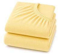 Dudu N Girlie 2 Pack Cot Bed Fitted Sheets 140x70cm Yellow 100% Cotton Jersey Soft Toddler Bedding