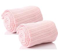 DUDU N GIRLIE 2 x Baby Cellular Blanket - Extra Soft 100% Cotton Blankets for Moses Basket, Travel cot, Nursery & Pram. Super Cosy, Lightweight and Breathable 70 x 90 cm, Pink.